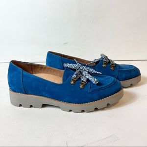 Vionic Blue Suede Slip On Casual Comfort Shoe Women's Size 8.5 Platform "Teagan"